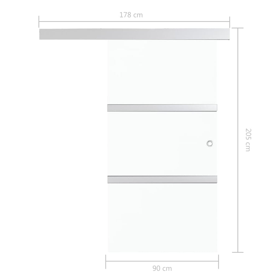 Schuifdeur 90X205 Cm Esg-Glas En Aluminium Zilverkleurig