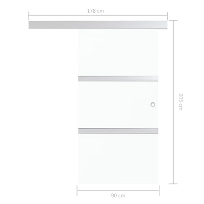 Schuifdeur Esg-Glas En Aluminium Zilverkleurig 90 x 205 cm Zonder zachte stop