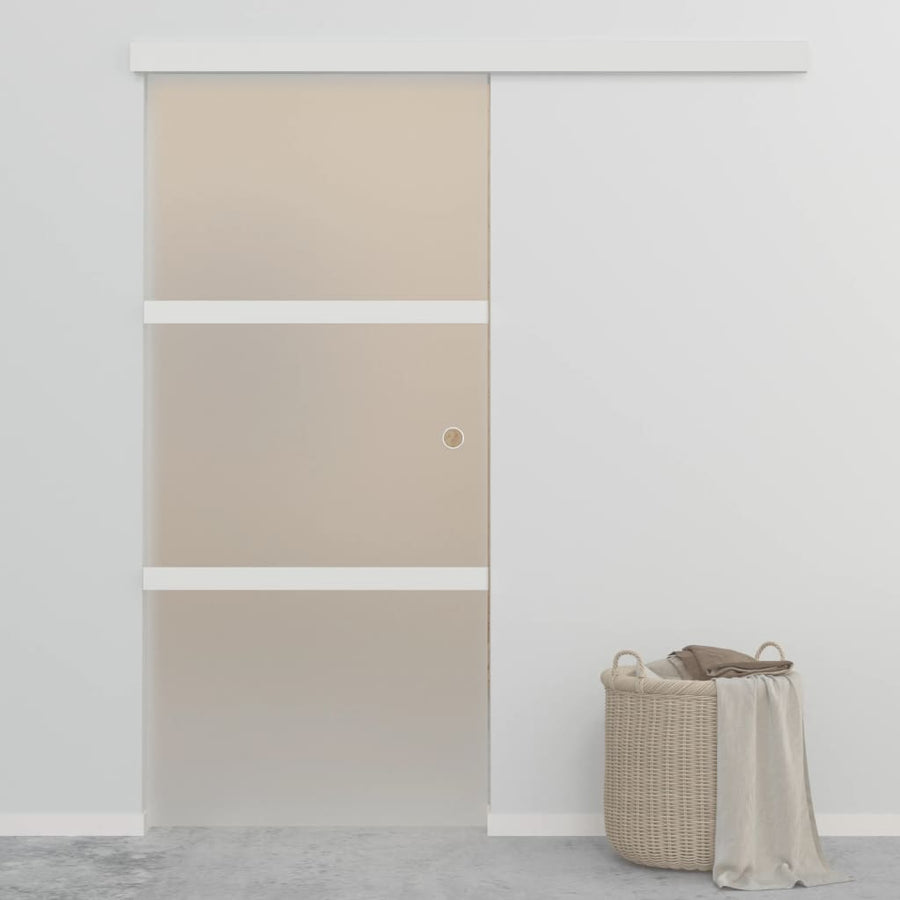 Schuifdeur Esg-Glas En Aluminium Zilverkleurig 90 x 205 cm Zonder zachte stop