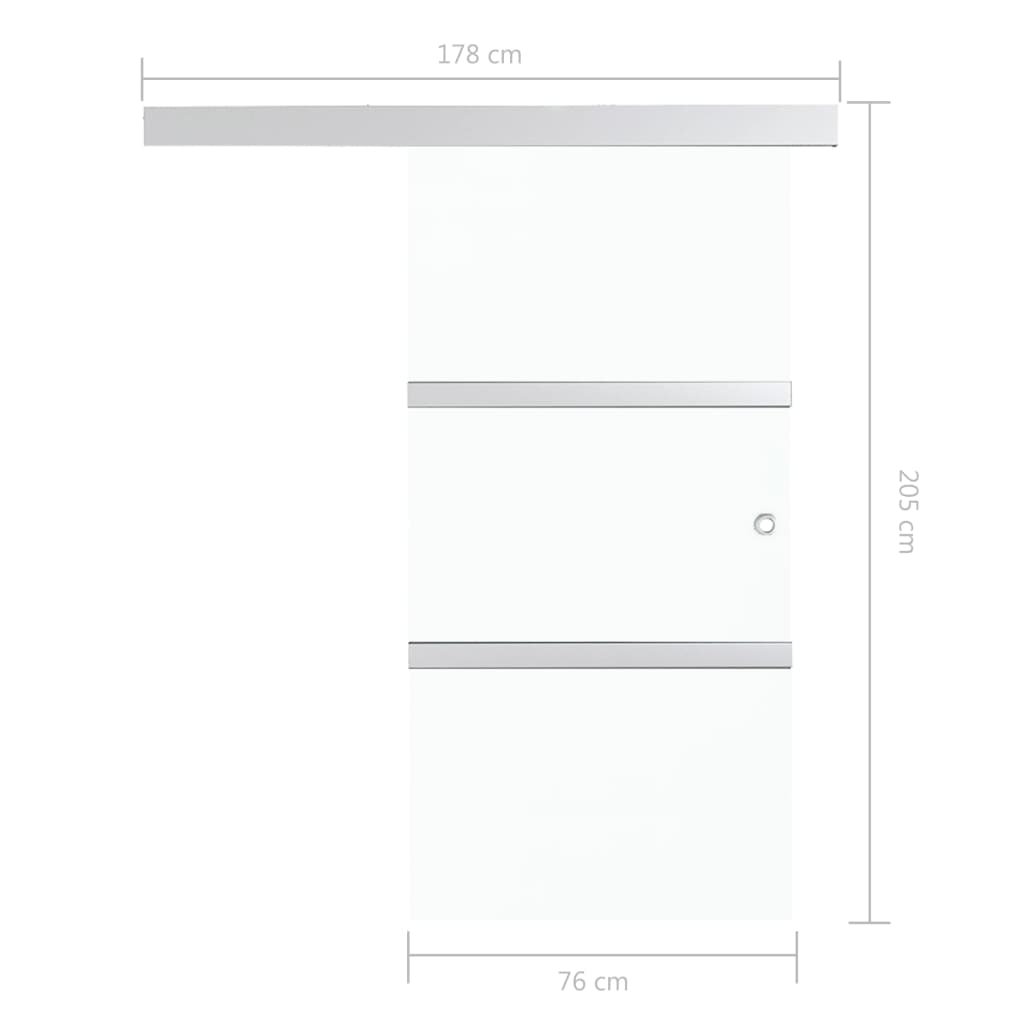 Schuifdeur met zachte stops 76x205 cm ESG-glas en aluminium 1 76 x 205 cm