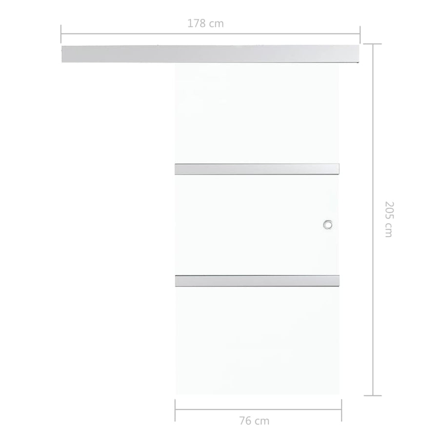 Schuifdeur met zachte stops 76x205 cm ESG-glas en aluminium 1 76 x 205 cm
