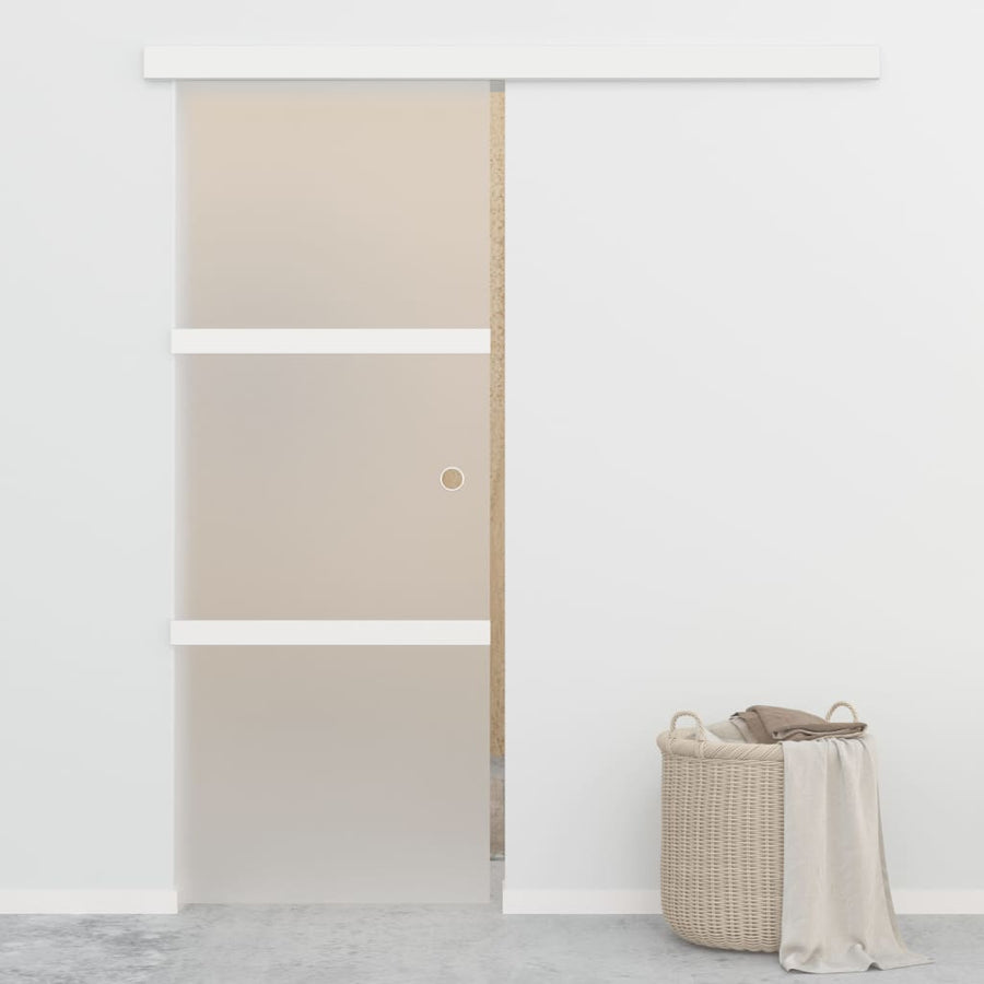 Schuifdeur 90X205 Cm Esg-Glas En Aluminium Zilverkleurig