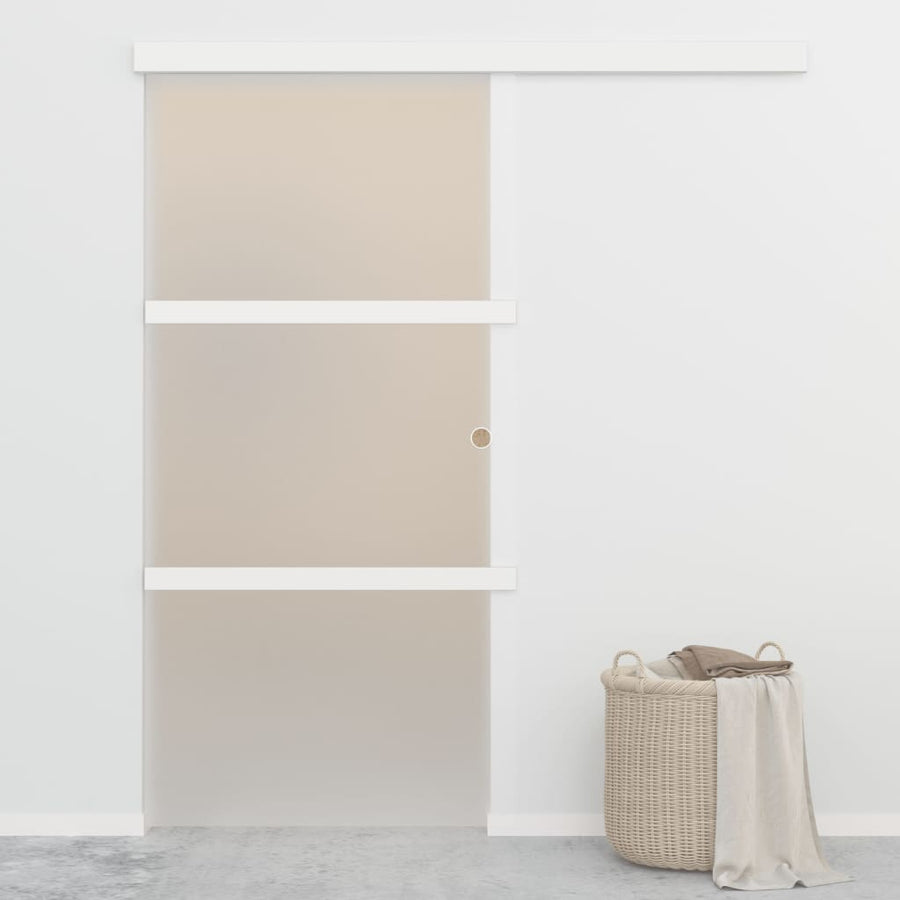 Schuifdeur 90X205 Cm Esg-Glas En Aluminium Zilverkleurig
