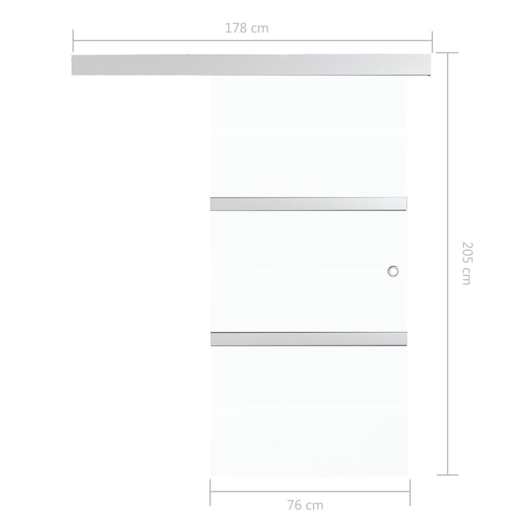 Schuifdeur Esg-Glas En Aluminium Zilverkleurig 76 x 205 cm Zonder zachte stop