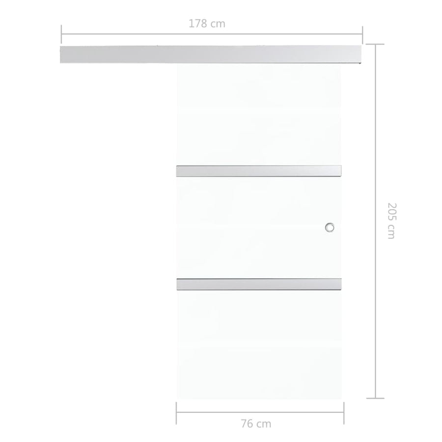 Schuifdeur Esg-Glas En Aluminium Zilverkleurig 76 x 205 cm Zonder zachte stop