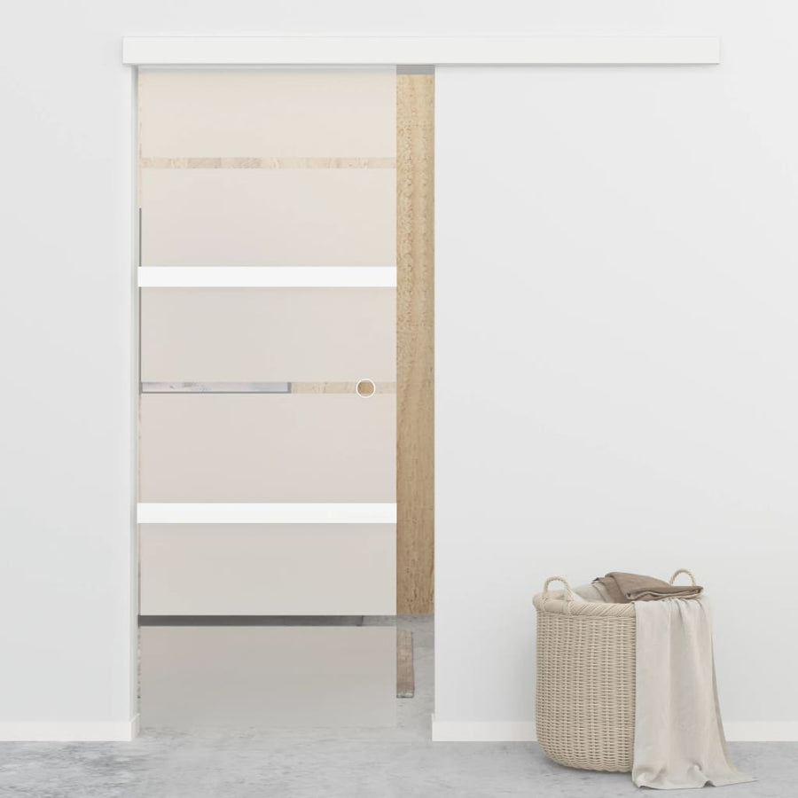 Schuifdeur Esg-Glas En Aluminium Zilverkleurig 76 x 205 cm Zonder zachte stop