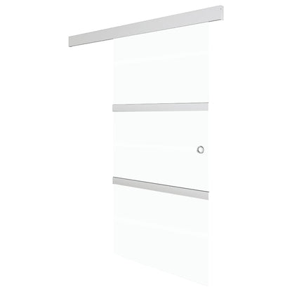Schuifdeur 90x205 cm ESG-glas en aluminium zilverkleurig 90 x 205 cm Zonder zachte stop