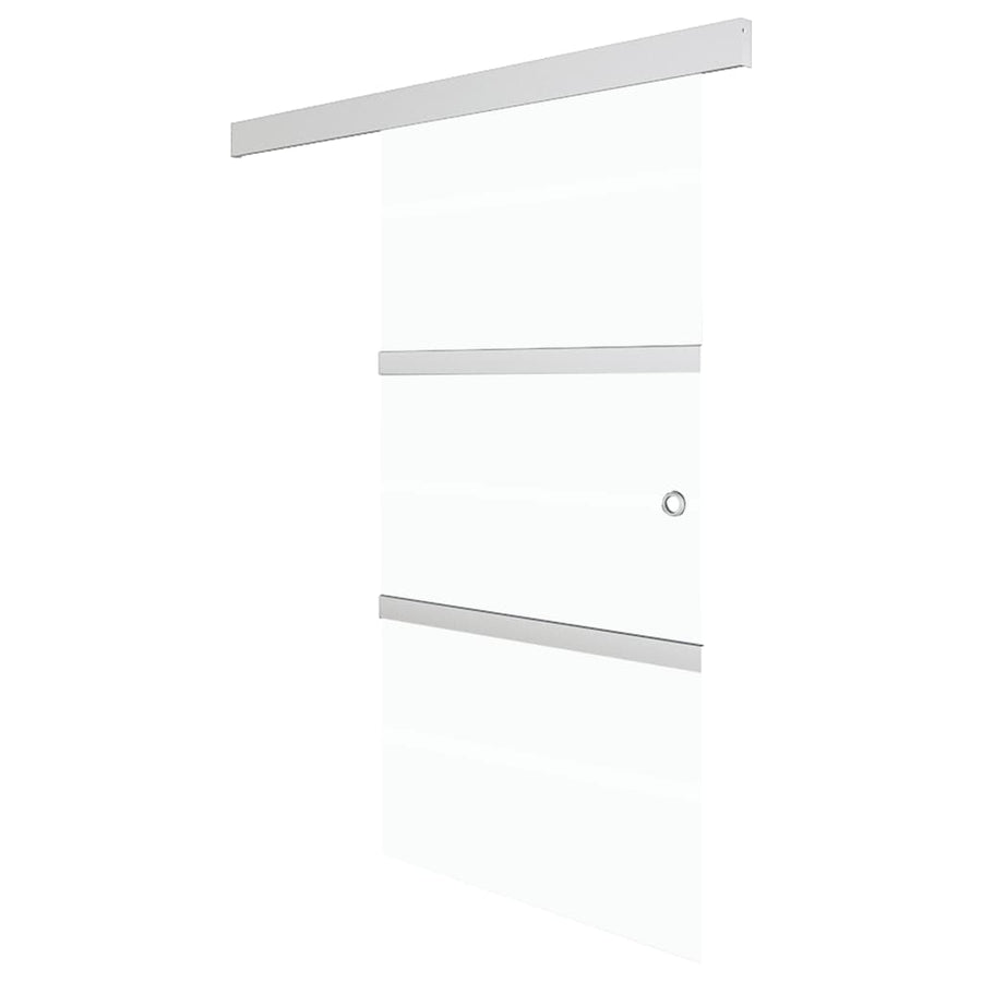 Schuifdeur 90x205 cm ESG-glas en aluminium zilverkleurig 90 x 205 cm Zonder zachte stop