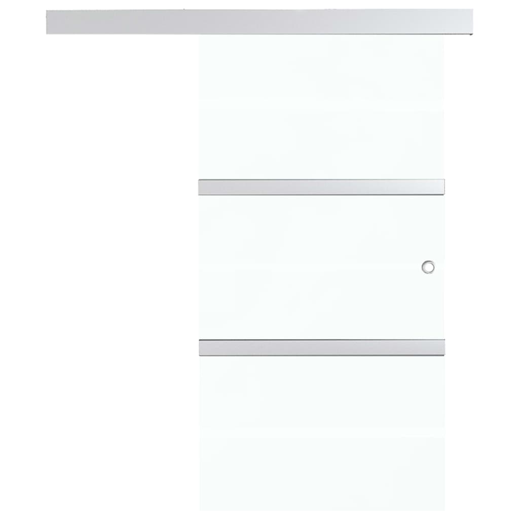 Schuifdeur 90x205 cm ESG-glas en aluminium zilverkleurig 90 x 205 cm Zonder zachte stop
