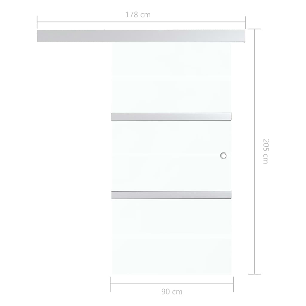 Schuifdeur 90x205 cm ESG-glas en aluminium zilverkleurig 90 x 205 cm Zonder zachte stop