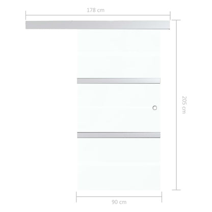 Schuifdeur 90x205 cm ESG-glas en aluminium zilverkleurig 90 x 205 cm Zonder zachte stop