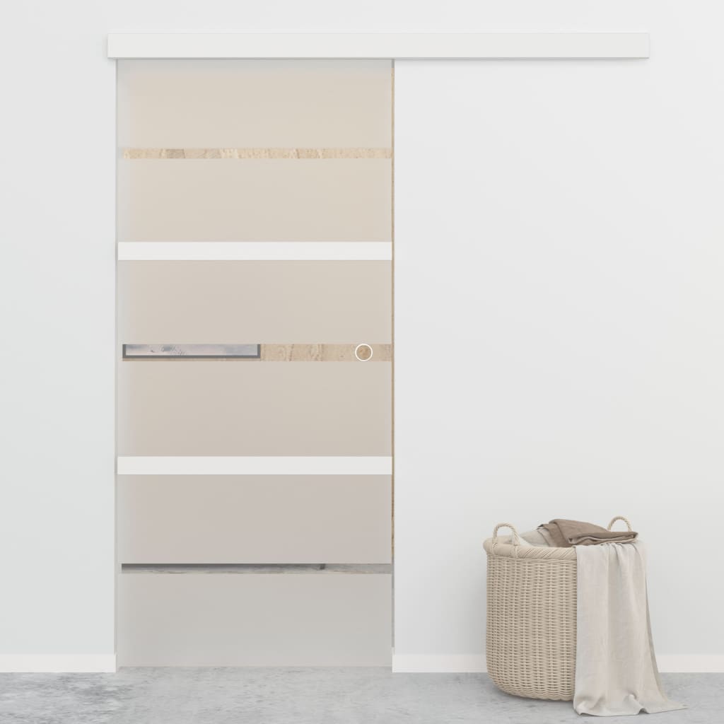 Schuifdeur 90x205 cm ESG-glas en aluminium zilverkleurig 90 x 205 cm Zonder zachte stop
