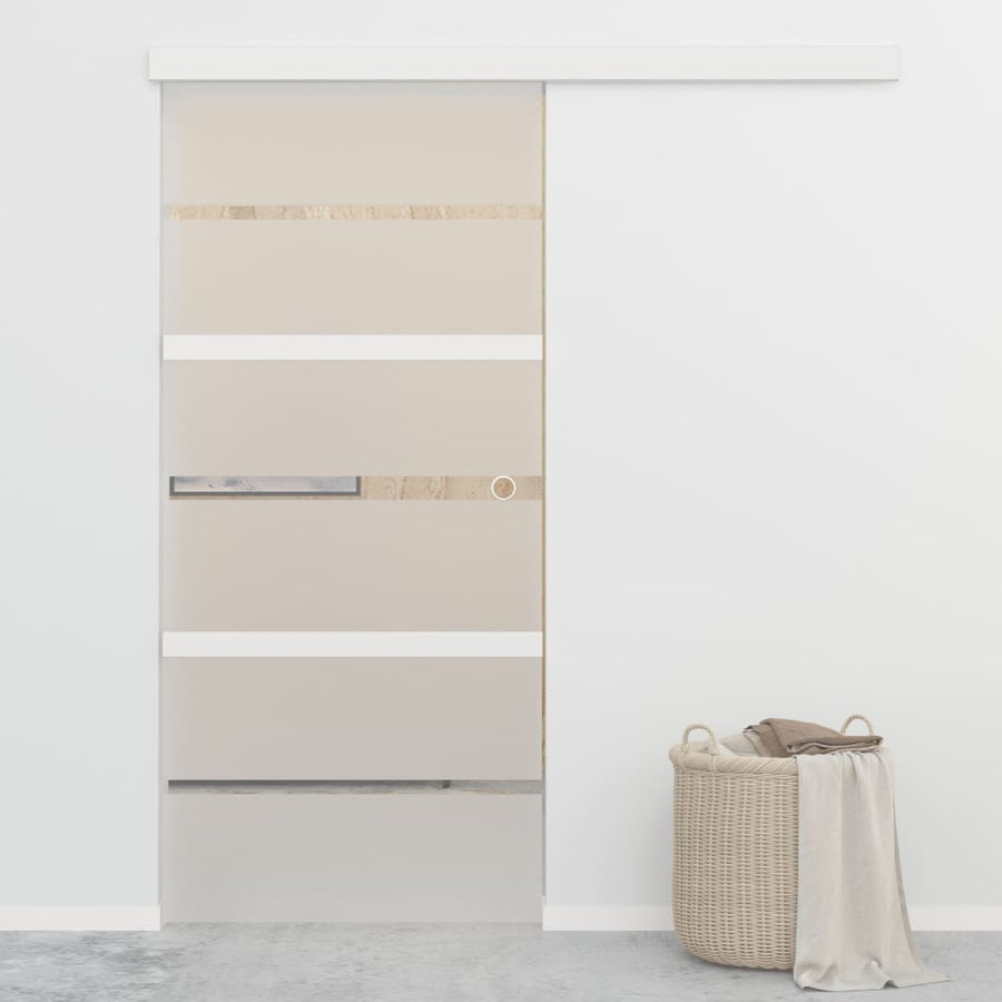 Schuifdeur 90x205 cm ESG-glas en aluminium zilverkleurig 90 x 205 cm Zonder zachte stop