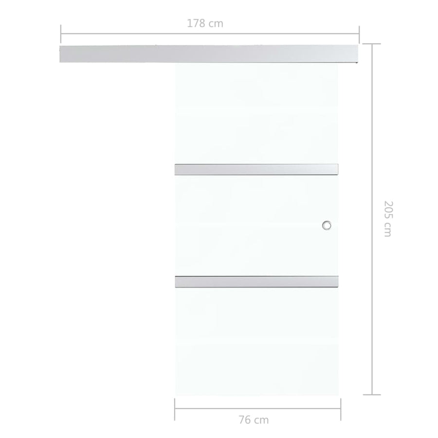 Schuifdeur met zachte stops 76x205 cm ESG-glas en aluminium 1 76 x 205 cm