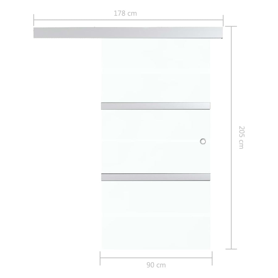 Schuifdeur met zachte stops 90x205 cm ESG-glas en aluminium 1 90 x 205 cm
