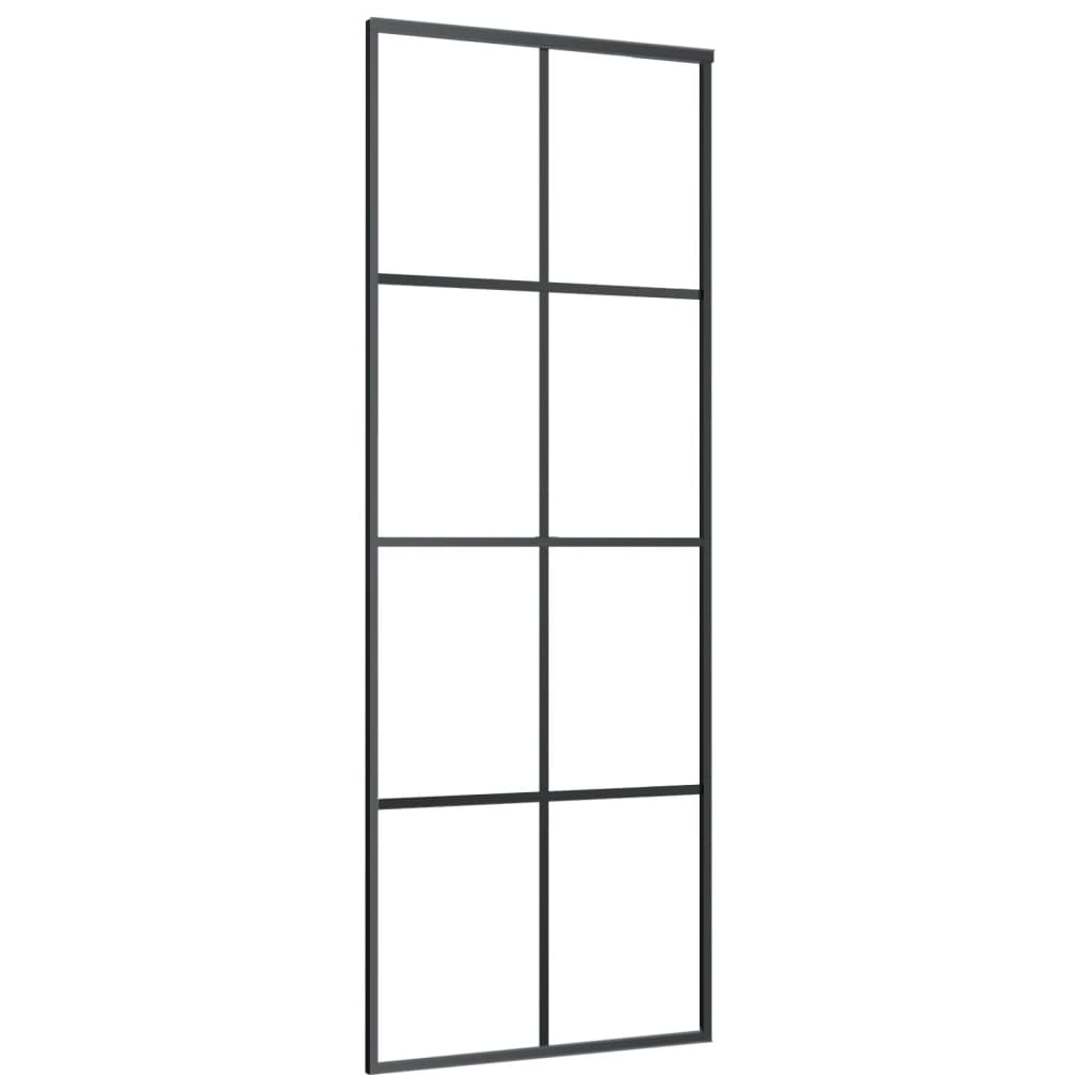 Schuifdeur 76x205 cm aluminium en ESG-glas zwart 76 x 205 cm Mat