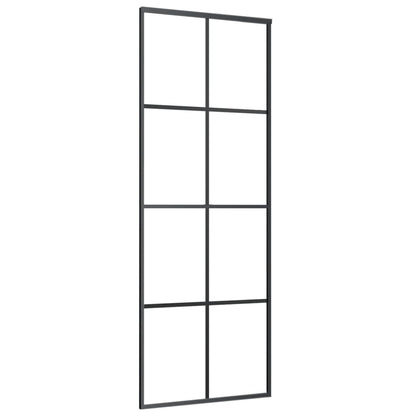 Schuifdeur 76x205 cm aluminium en ESG-glas zwart 76 x 205 cm Mat