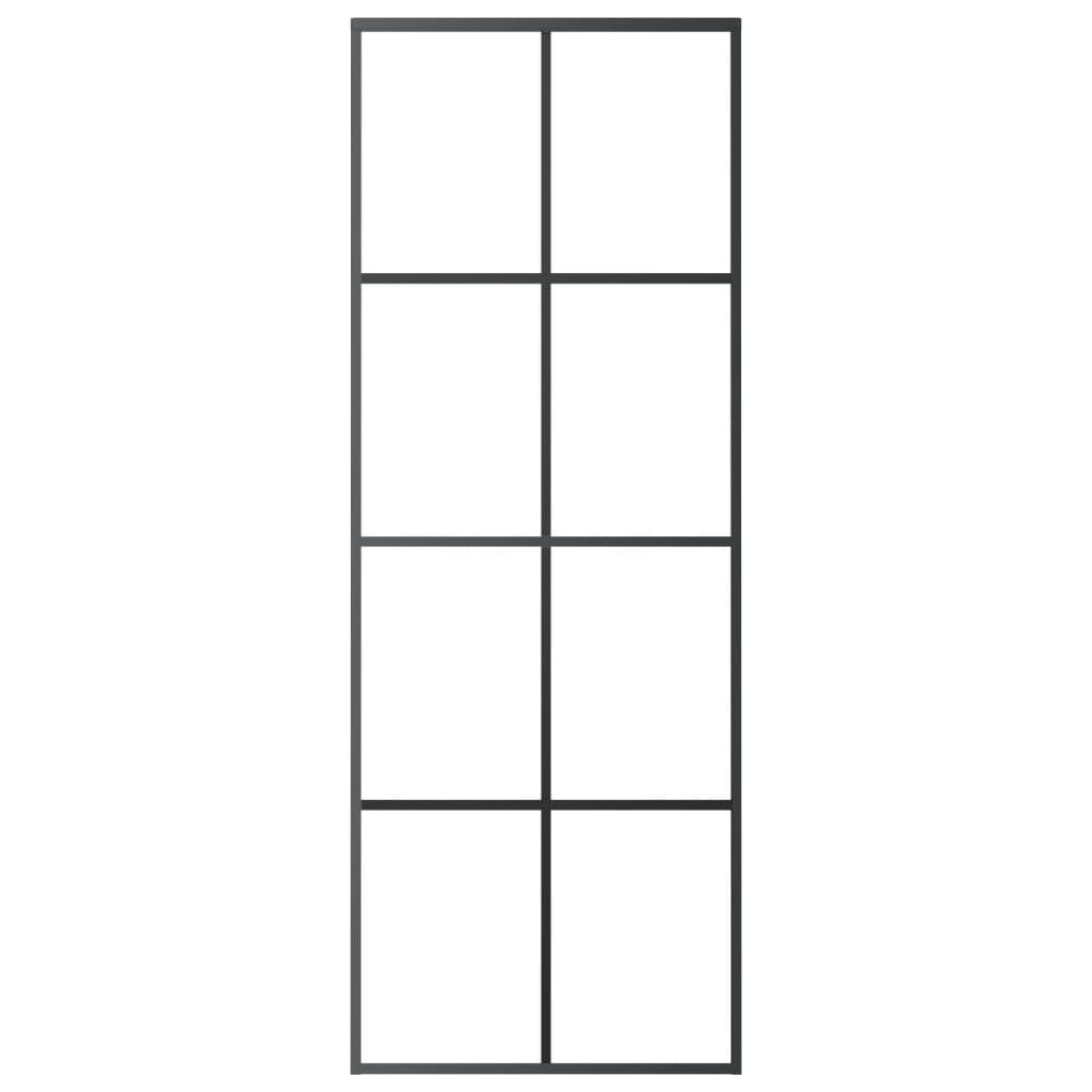 Schuifdeur 76x205 cm aluminium en ESG-glas zwart 76 x 205 cm Mat