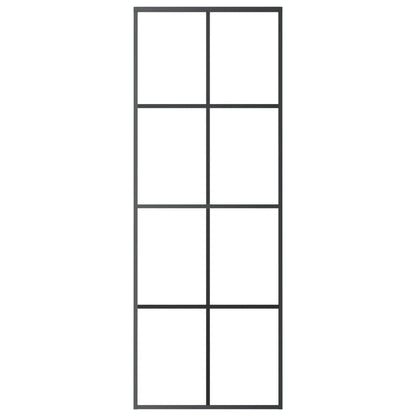 Schuifdeur 76x205 cm aluminium en ESG-glas zwart 76 x 205 cm Mat