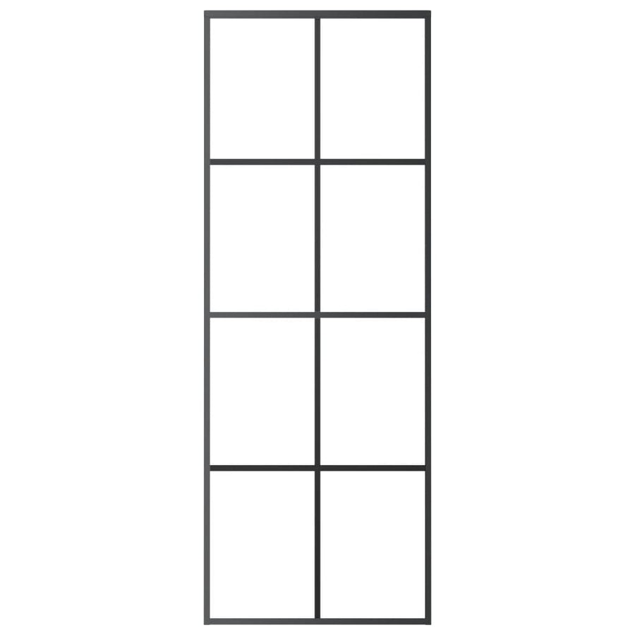 Schuifdeur 76x205 cm aluminium en ESG-glas zwart 76 x 205 cm Mat