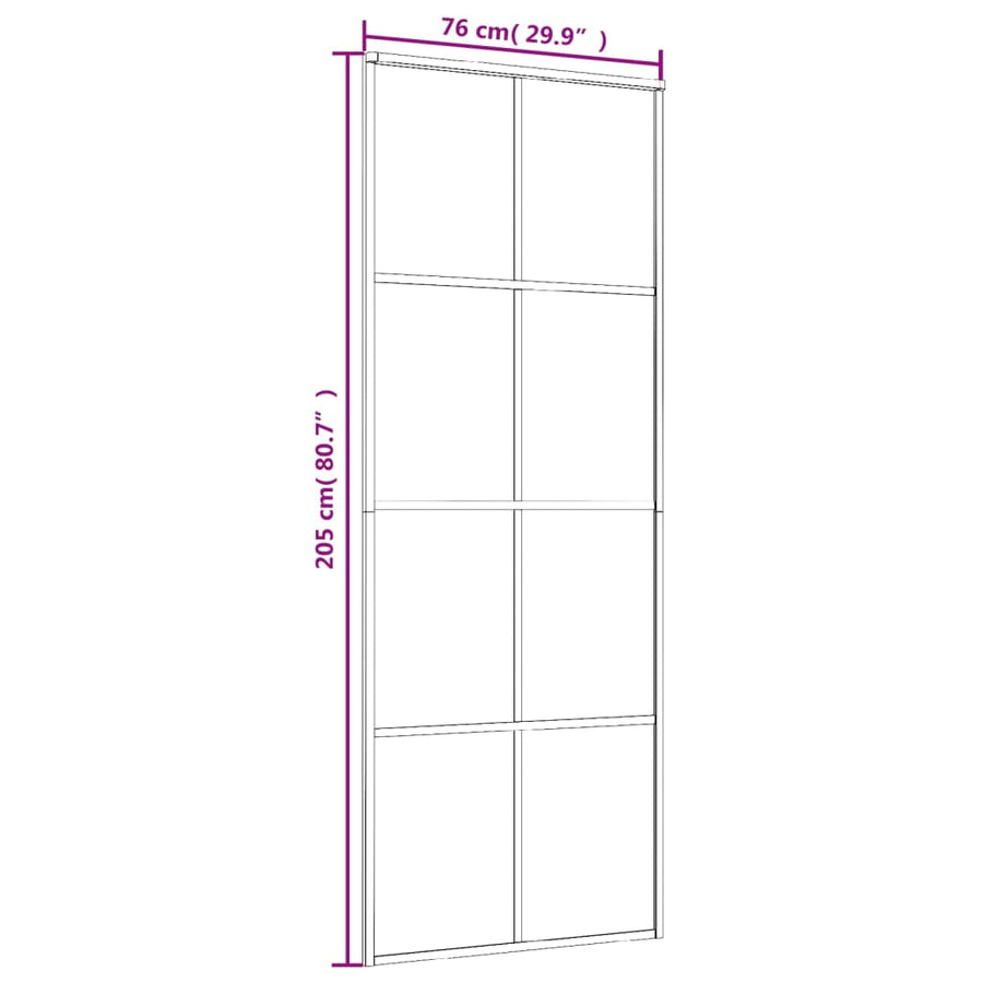 Schuifdeur 76x205 cm aluminium en ESG-glas zwart 76 x 205 cm Mat