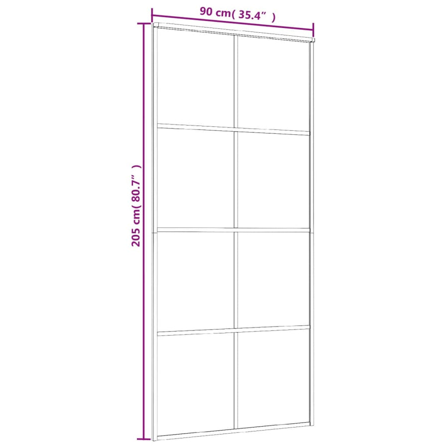 Schuifdeur 90x205 cm aluminium en ESG-glas zwart 90 x 205 cm Mat