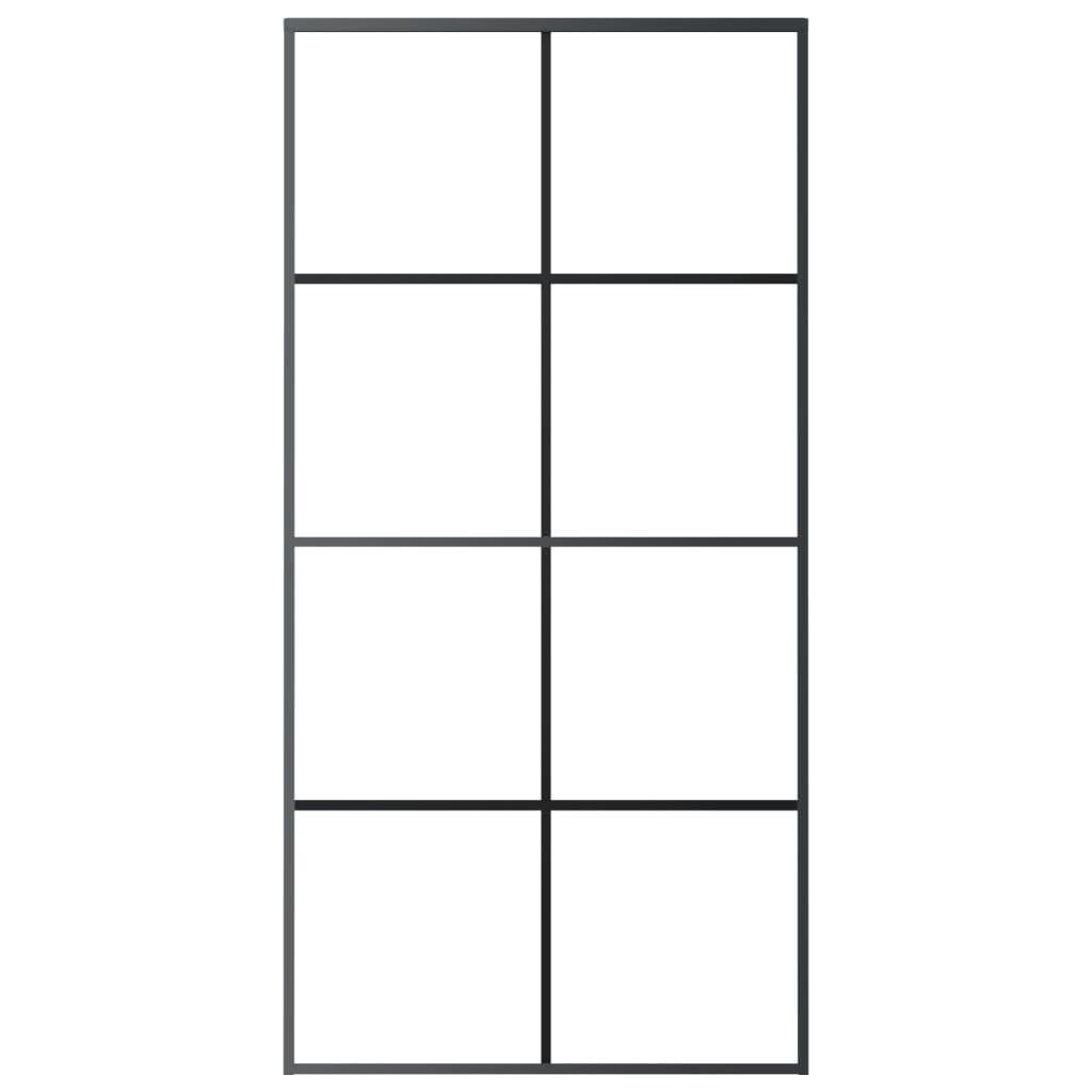 Schuifdeur 102,5x205 cm aluminium en ESG-glas zwart 102.5 x 205 cm Zwart