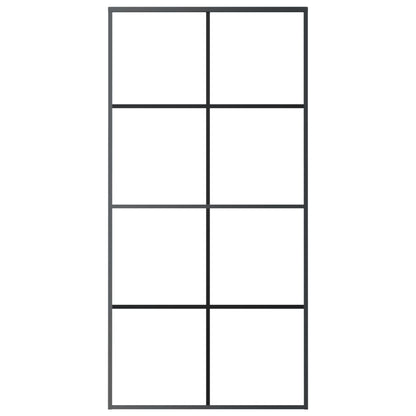 Schuifdeur 102,5x205 cm aluminium en ESG-glas zwart 102.5 x 205 cm Zwart