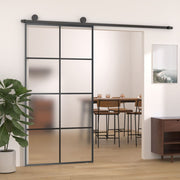 Schuifdeur 102,5x205 cm aluminium ESG-glas zwart