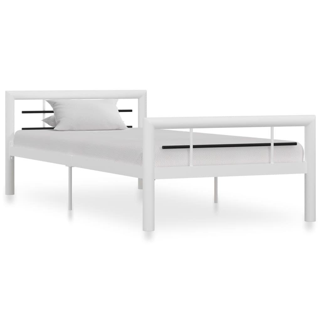 Bedframe metaal wit en zwart 90x200 cm