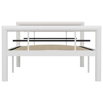 Bedframe metaal wit en zwart 90x200 cm