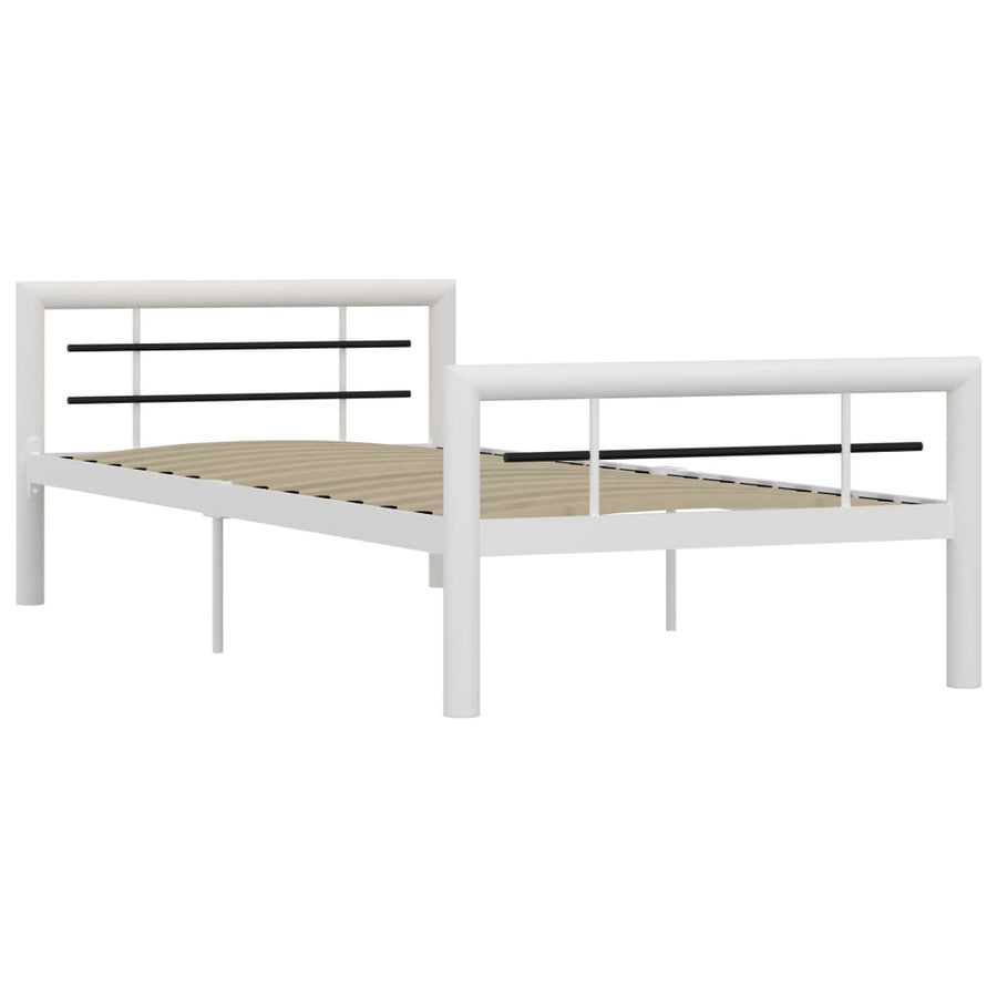 Bedframe Metaal 100 x 200 cm Wit en zwart