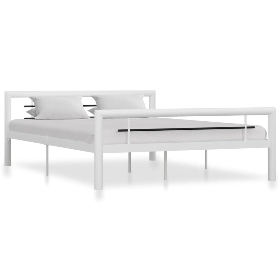 Bedframe Metaal Wit En Zwart 120X200 Cm