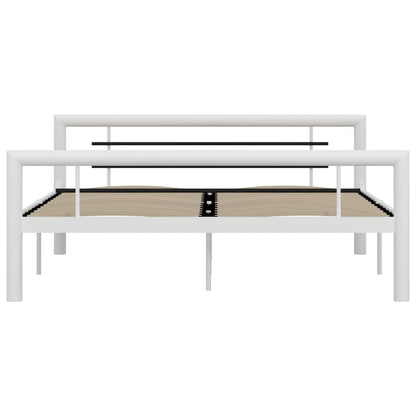 Bedframe Metaal Wit En Zwart 120X200 Cm