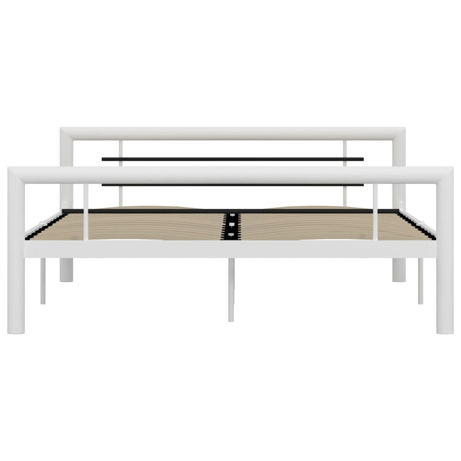 Bedframe Metaal Wit En Zwart 120X200 Cm