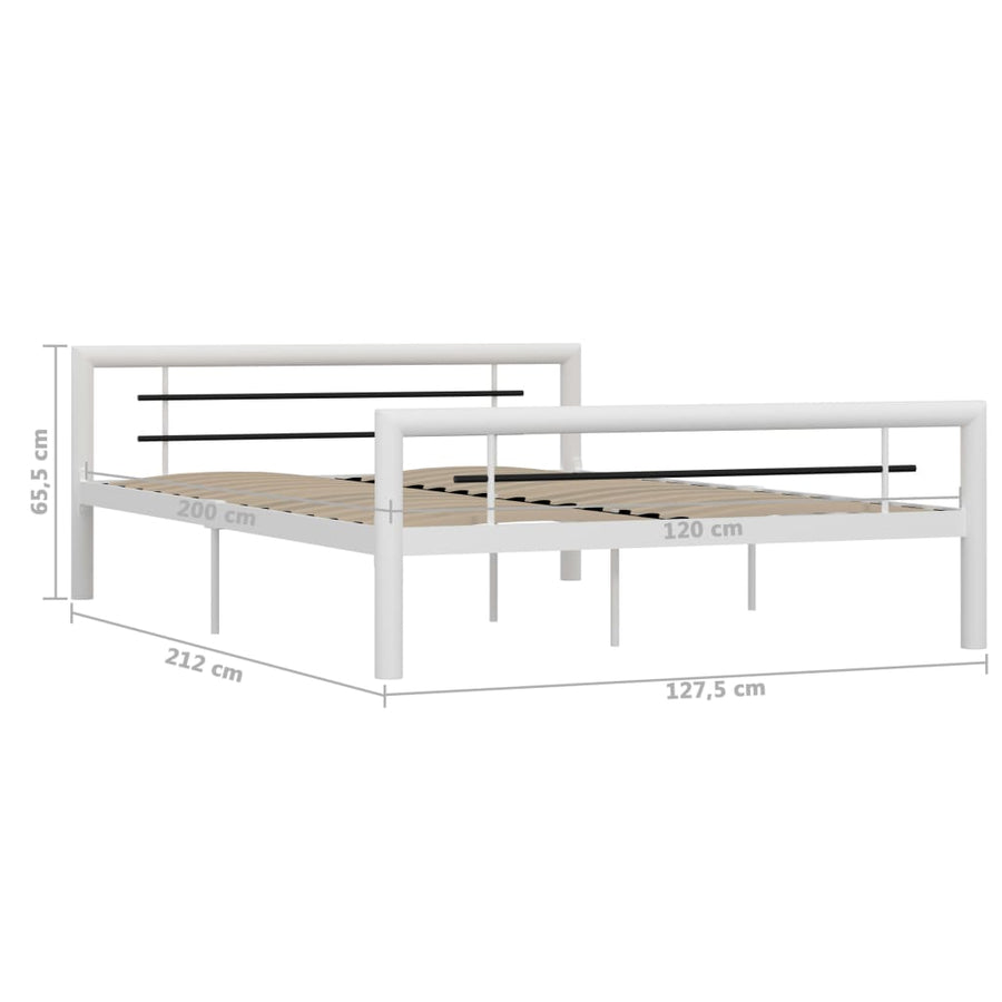 Bedframe Metaal Wit En Zwart 120X200 Cm