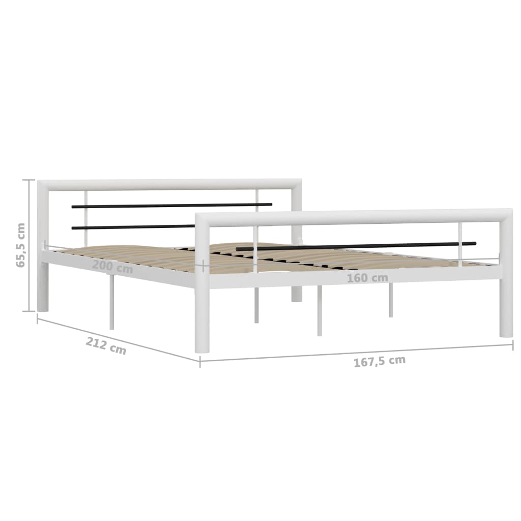 Bedframe Metaal 160 x 200 cm Wit en zwart