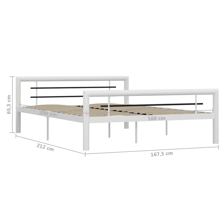 Bedframe Metaal 160 x 200 cm Wit en zwart