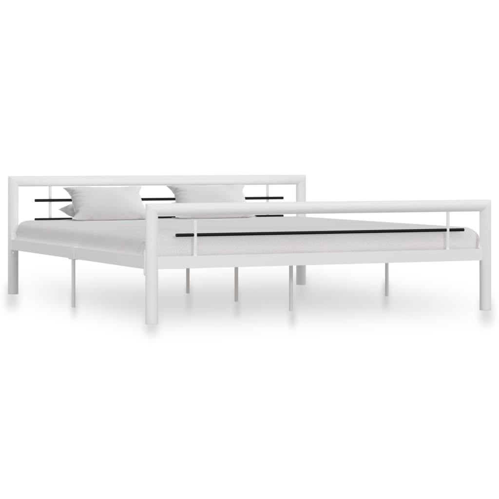 Bedframe Metaal 180 x 200 cm Wit en zwart