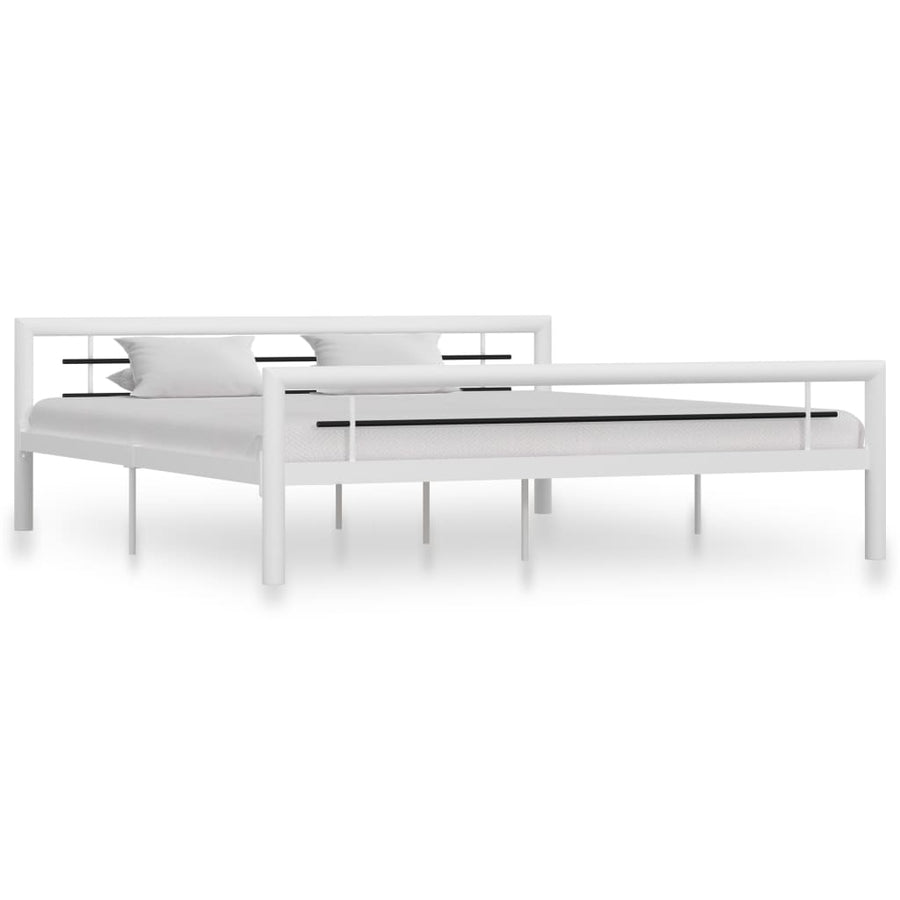 Bedframe Metaal 180 x 200 cm Wit en zwart