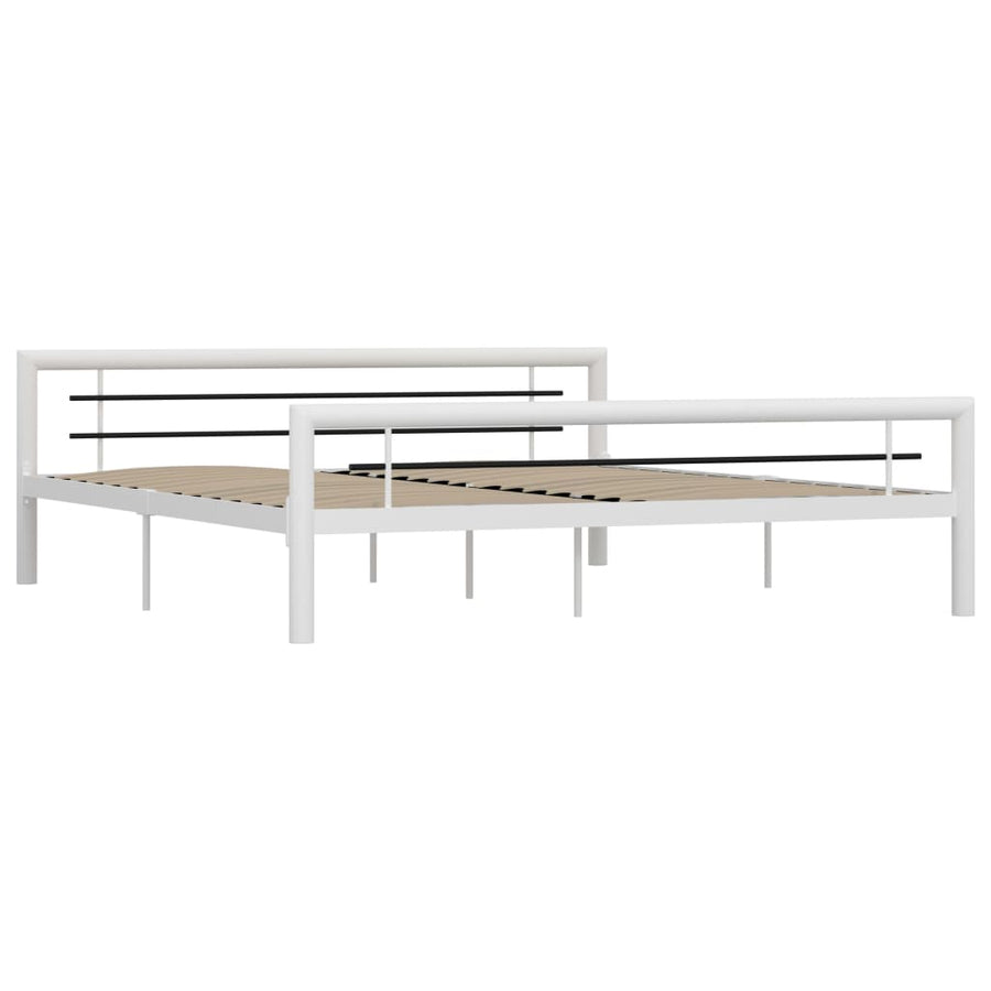 Bedframe Metaal 180 x 200 cm Wit en zwart