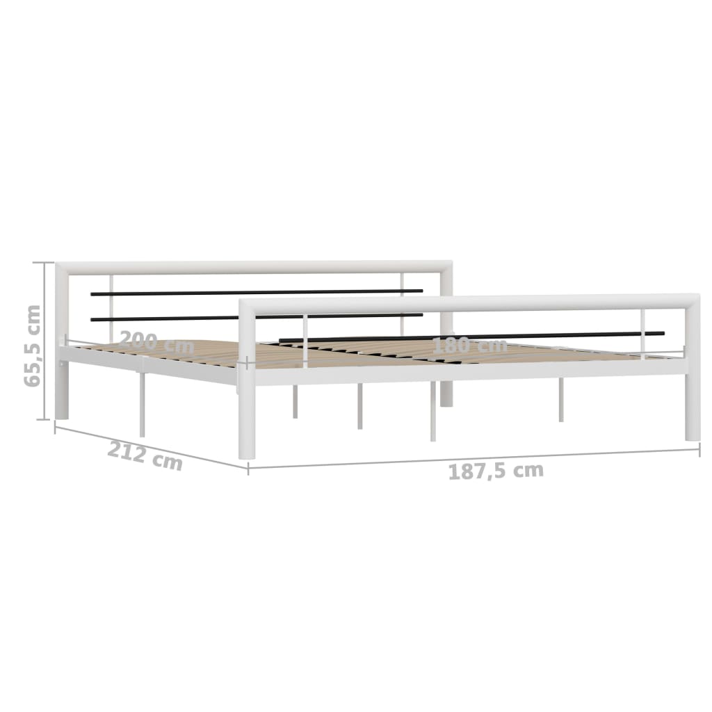 Bedframe Metaal 180 x 200 cm Wit en zwart