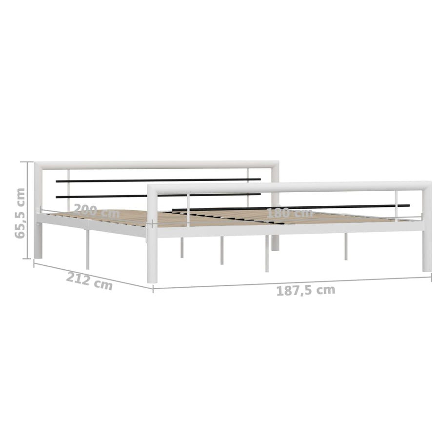 Bedframe Metaal 180 x 200 cm Wit en zwart