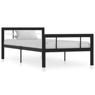 Bedframe metaal 90x200 cm zwart wit