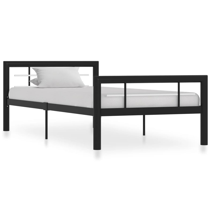 Bedframe Metaal 90 x 200 cm Zwart en wit