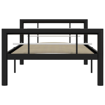 Bedframe Metaal 90 x 200 cm Zwart en wit