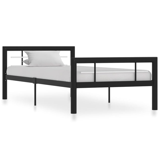 Bedframe Metaal 100 x 200 cm Zwart en wit