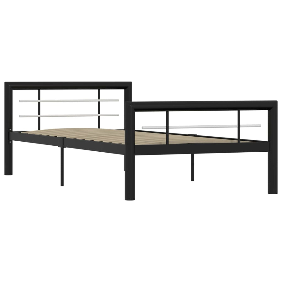 Bedframe Metaal 100 x 200 cm Zwart en wit