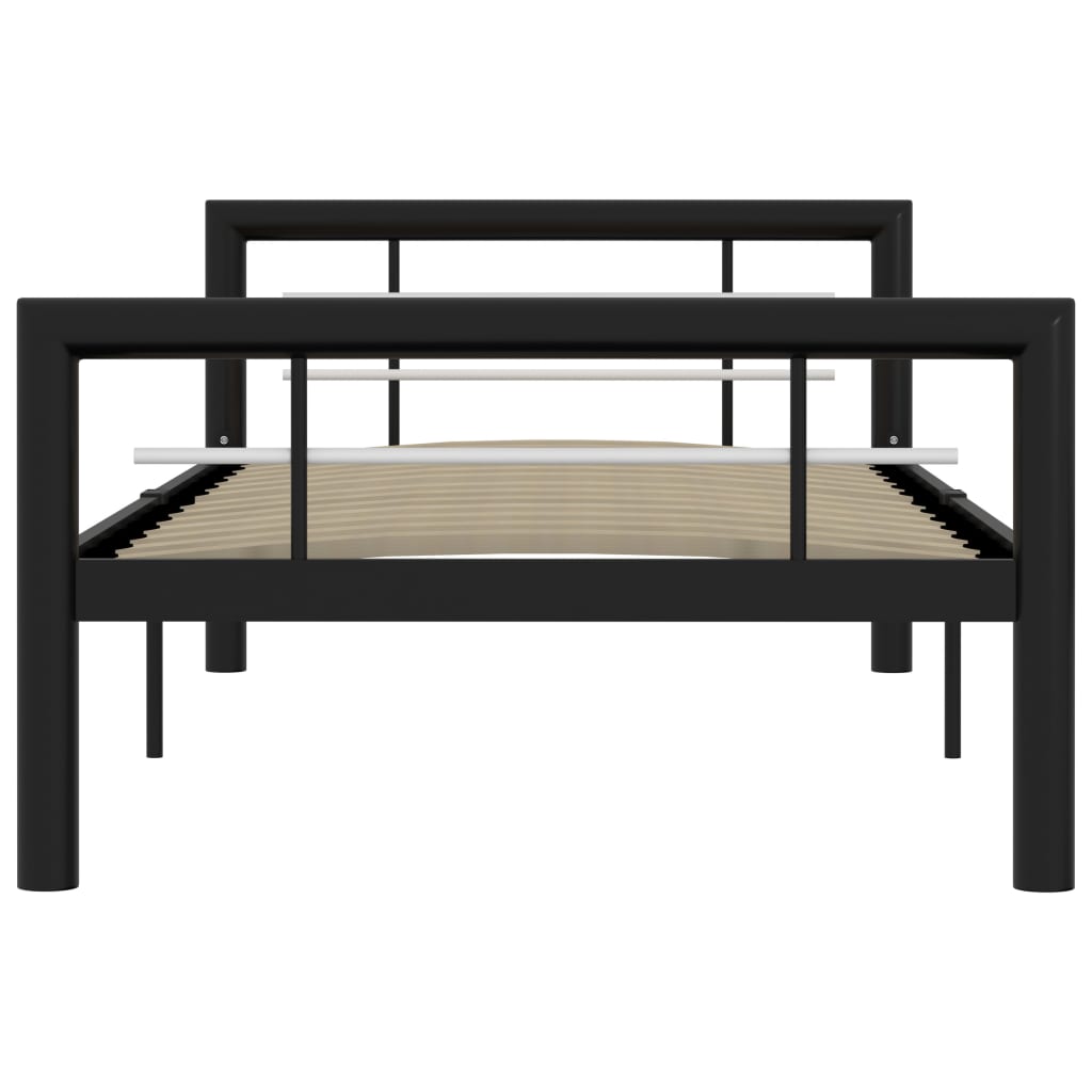 Bedframe Metaal 100 x 200 cm Zwart en wit