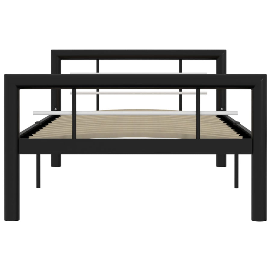 Bedframe Metaal 100 x 200 cm Zwart en wit